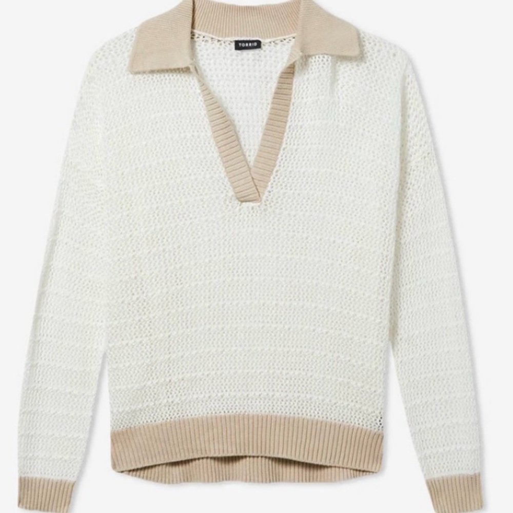 NWT Torrid Cream and Tan Knit Sweater